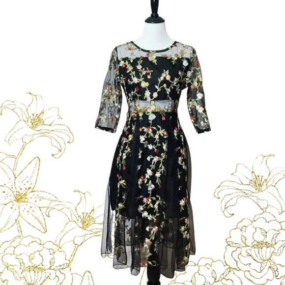 Dresses | Sheer Embroidered Floral Dress | Poshmark Dresses | Sheer Embroidered Floral Dress | Poshmark